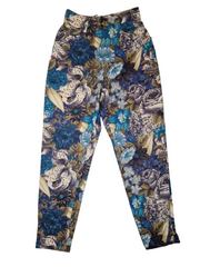 Kenzo vintage designer pants, 90s era floral high waisted